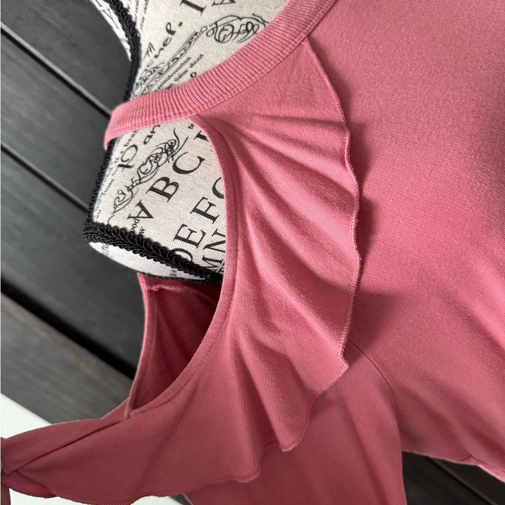 Express Pink Ruffle Cold Shoulder Top - Picture 4 of 6